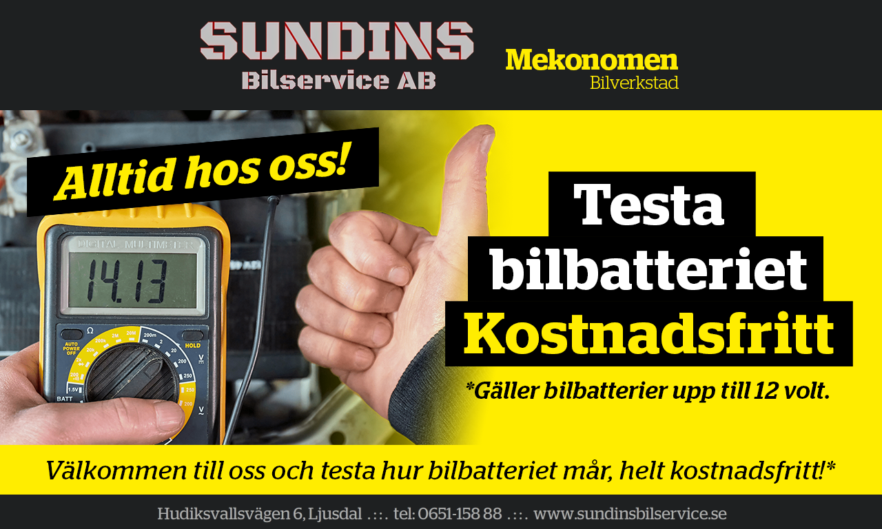 Testa bilbatteriet, kostnadsfritt.